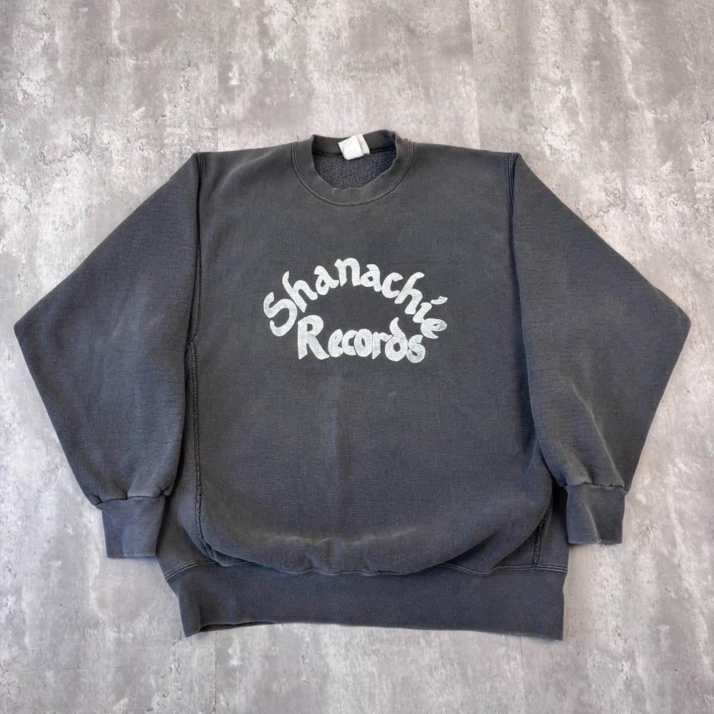 Vintage Shanachie Records Sweatshirt Mens XL Gray Crewneck Music Label US Jersey